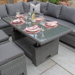 Paris Rattan Lounge Dining Set with Rise and Fall Table - Image 4