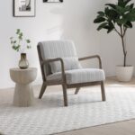 Avery Whitewashed Frame Chenille Stripe Chair - Image 2