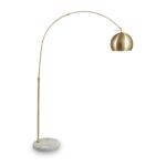 Feliciani Brushed Brass Metal and White Marble Floor Lamp - Image 3
