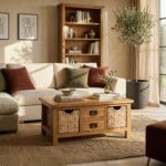 Surrey Oak Coffee Table with Baskets - Image 2