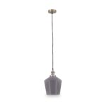 Emmanuelle Antique Silver Metal and Smoke Glass Pendant