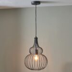Dania Matt Black Metal Shaped Wire Pendant - Image 2