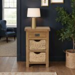 Zelah Oak Telephone Table with Baskets - Image 2