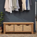 Zelah Oak Bench with Baskets - Image 2