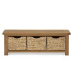 Zelah Oak Bench with Baskets - Image 5