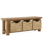 Zelah Oak Bench with Baskets - Image 3