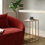 Elissa White Marble Side Table with Gold Leg - Image 2