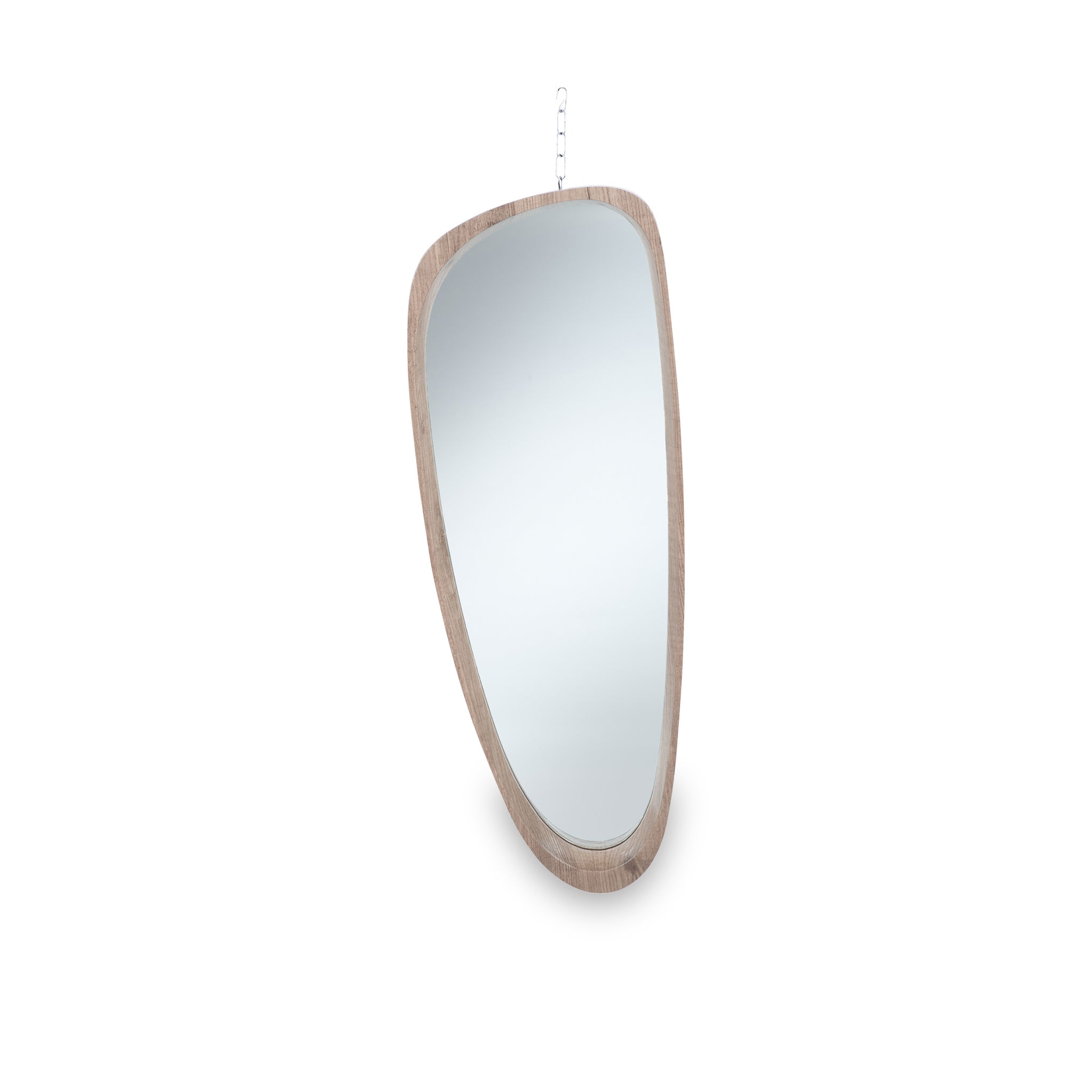 RF73-080-Natural-Wood-Veneer-Teardrop-Shaped-Mirror-Front1 Natural Wood Veneer Teardrop Shaped Mirror - Image 1