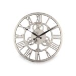 Shiny Nickel Cog Small Round Wall Clock