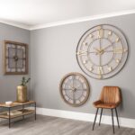 Natural Wood & Metal Round Wall Clock - Image 2