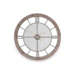 Natural Wood & Metal Round Wall Clock