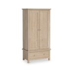 Farro Washed Oak Double Wardrobe with Drawers