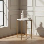 Pimlico Marble Round Side Table with Gold Frame - Image 2