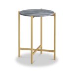 Pimlico Marble Round Side Table with Gold Frame - Image 4
