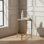 Pimlico Marble Round Side Table with Gold Frame - Image 5
