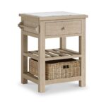 Trelan Washed Oak Marble Top Kitchen Island
