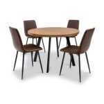 Harding 110cm Round Dining Table with 4 Faux Leather Dining Chairs