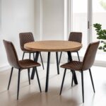 Harding 110cm Round Dining Table with 4 Faux Leather Dining Chairs - Image 2