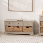Devonshire Pine Storage Bench with Baskets - Image 2