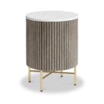 Amelie Grey Fluted Round Bedside Table