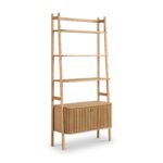 Shorwell Oak Large Bookcase with 2 Door Slatted Cupboard