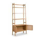 Shorwell Oak Large Bookcase with 2 Door Slatted Cupboard - Image 4