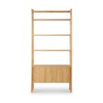 Shorwell Oak Large Bookcase with 2 Door Slatted Cupboard - Image 6