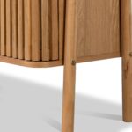 Shorwell Oak Large Bookcase with 2 Door Slatted Cupboard - Image 7