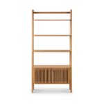 Shorwell Oak Large Bookcase with 2 Door Slatted Cupboard - Image 3