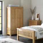 Portland Oak Double Wardrobe & Drawer - Image 2