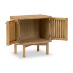 Shorwell Oak Slatted 2 Door Bedside Table - Image 4