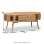 Shorwell Oak Slatted Oval 1 Drawer Coffee Table - Image 14