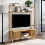 Shorwell Oak Slatted 137cm TV Ladder Unit - Image 2