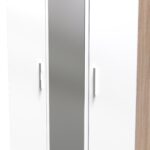 Blakely White & Light Oak Triple Mirror Wardrobe - Image 7