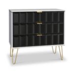 Harlow 3 Drawer Chest with Gold Hairpin Legs - Image 4