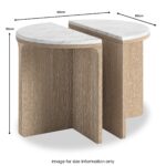 Mylor Washed Oak Marble Top Half Moon Nest of Tables - Image 4