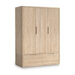 Mylor Washed Oak Triple Wardrobe with 2 Drawers