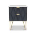 Geo 2 Drawer Bedside Table with Gold Hairpin Legs - Image 6