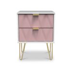 Geo 2 Drawer Bedside Table with Gold Hairpin Legs - Image 2