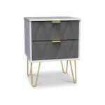 Geo 2 Drawer Bedside Table with Gold Hairpin Legs - Image 16