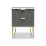 Geo 2 Drawer Bedside Table with Gold Hairpin Legs - Image 17