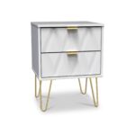 Geo 2 Drawer Bedside Table with Gold Hairpin Legs - Image 9