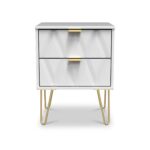 Geo 2 Drawer Bedside Table with Gold Hairpin Legs - Image 10
