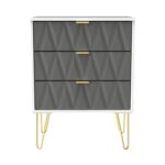 Geo 3 Drawer Midi Chest with Gold Hairpin Leg - Image 2