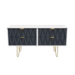 Geo 4 Drawer Low TV Unit with Gold Hairpin Legs - Image 3