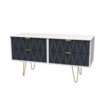 Geo 4 Drawer Low TV Unit with Gold Hairpin Legs - Image 4