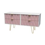 Geo 4 Drawer Low TV Unit with Gold Hairpin Legs - Image 6