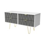 Geo 4 Drawer Low TV Unit with Gold Hairpin Legs - Image 2