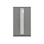 Bramham Grey 3 Door Mirror Wardrobe - Image 2