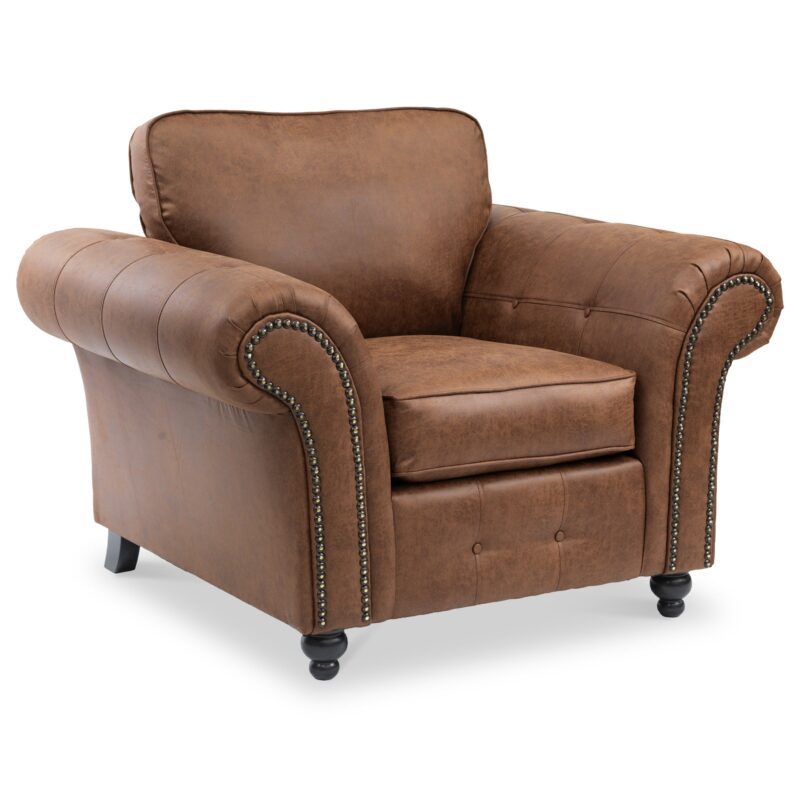 Edward Faux Leather Armchair Chocolate